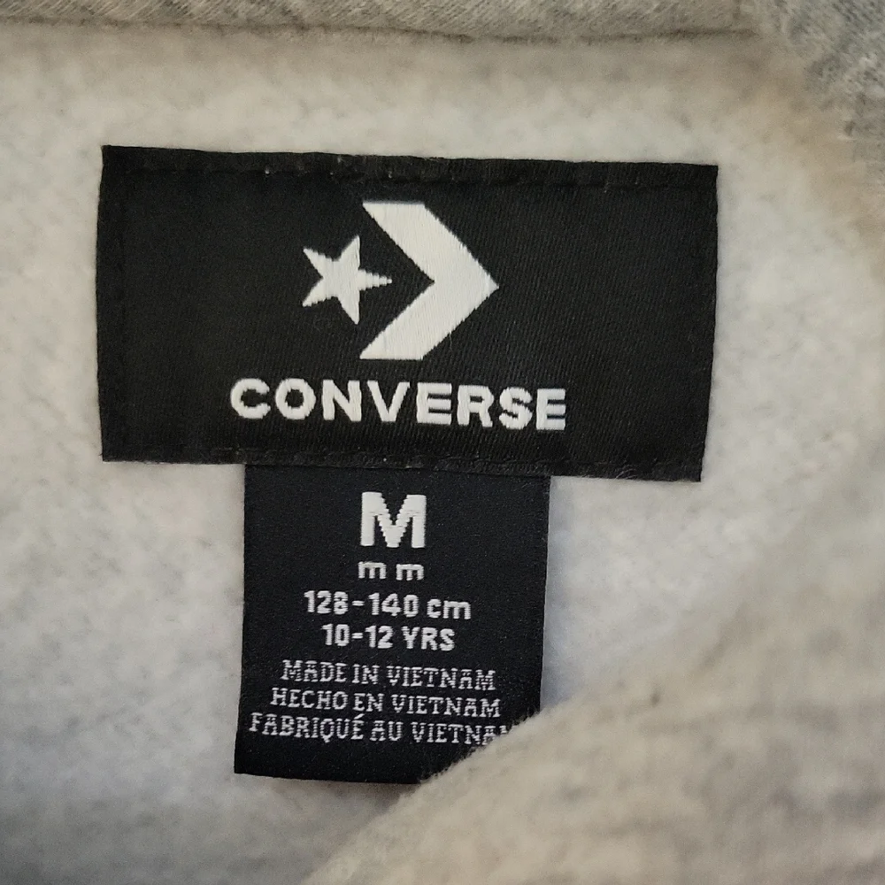 Converse Chuck Taylor Kids 10-12 Gray Hoodie Sweatshirt, Shimmering Pink Logo